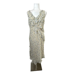 Y2K Robbie Bee Midi Dress Size 12 Asymmetrical Ruffle Chiffon Fairy Cottagecore